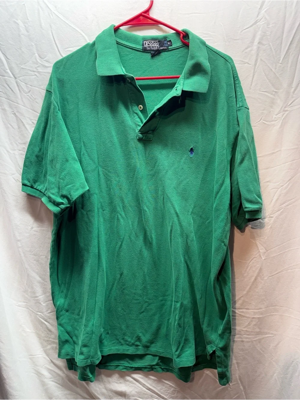 Vintage Polo Ralph Lauren Polo Shirt XL Tall Green Made USA Cotton Preppy